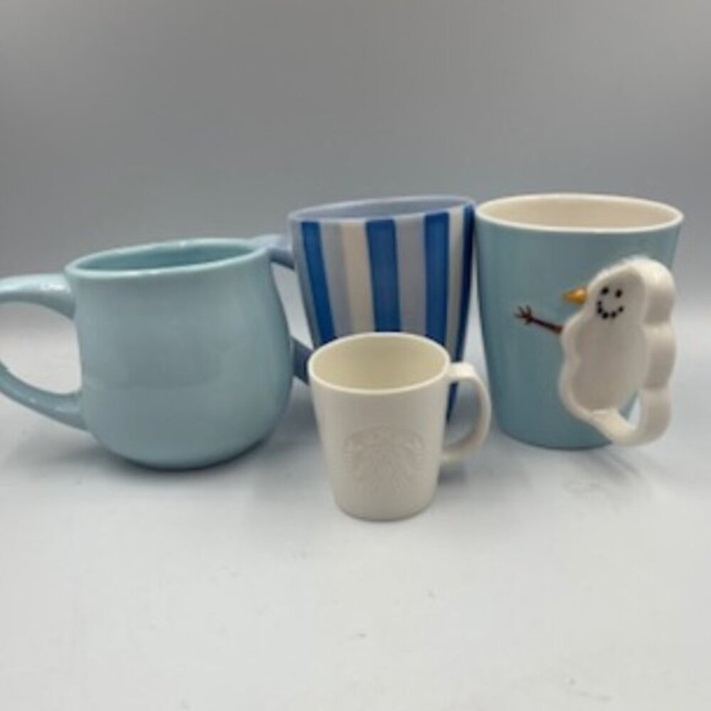 Starbucks Coffee Mugs Set Of‎ 4 Ceramic Porcelain Blue